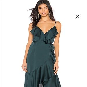 Shona Joy Luxe Bias Frill Wrap Dress Emerald